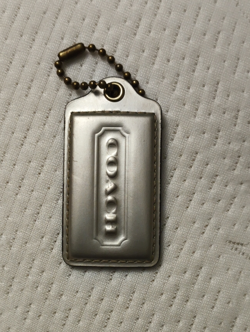 #299 Coach Silver Hang Tag with Brass Chain Accent